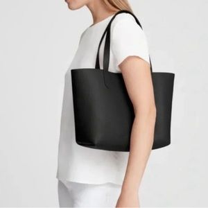 NWOT Cuyana Small Black Italian Leather Tote with Blush Interior